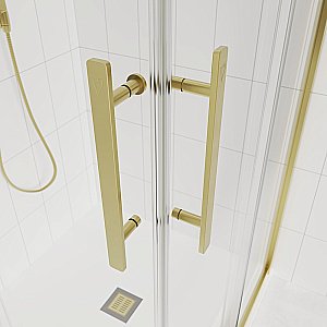 Душевой уголок Veconi Evo E3-G-11090-01-C9 110х90 стекло прозрачное/профиль брашированное золото купить в интернет-магазине Sanbest