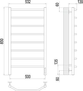 Полотенцесушитель электрический Terminus Виктория П8 500х850 купить в интернет-магазине сантехники Sanbest