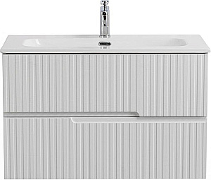 Тумба с раковиной Cezares DUET-N 80 DUET-N-800-2C-SO-FBS-P ясень белая софт для ванной в интернет-магазине Sanbest
