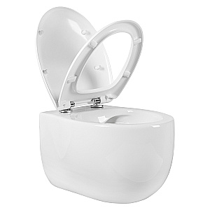 Унитаз подвесной Aquatek АЛЬТАИР AQ1980-00+INS-0000012+KDI-0000020+KKI-0000002 белый, безободковый, с крышкой микролифт, с инсталляцией и черной матовой кнопкой купить в интернет-магазине Sanbest