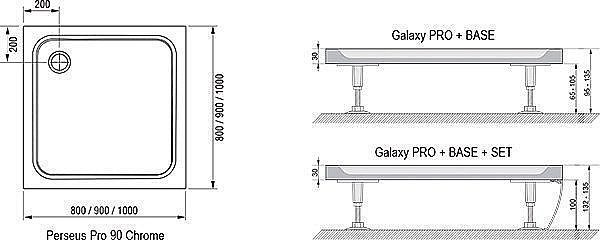 Душевой поддон Ravak Galaxy Pro Chrome Perseus 100х100 купить в интернет-магазине Sanbest