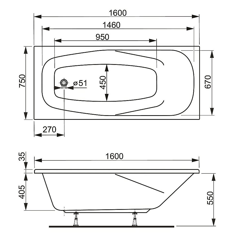 Акриловая ванна VAGNERPLAST ARONIA 160 купить в интернет-магазине Sanbest