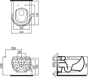 Унитаз подвесной Bien Pent PNKA052N1VP1W3000 белый, с крышкой микролифт, безободковый купить в интернет-магазине Sanbest