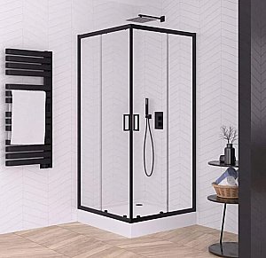 Душевой уголок с поддоном NEW TRENDY SUVIA BLACK ZS-0011 80 x80 стекло прозрачное/профиль черный купить в интернет-магазине Sanbest