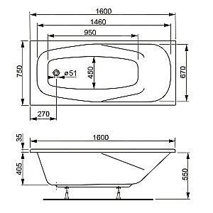 Акриловая ванна VAGNERPLAST ARONIA 160 купить в интернет-магазине Sanbest