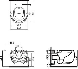 Унитаз подвесной Bien Pent PNKA052N1VP1W3000 белый, с крышкой микролифт, безободковый купить в интернет-магазине Sanbest