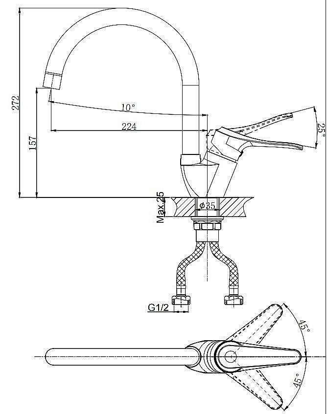 Смеситель для кухни Rush Jawa JA0735-22 купить в интернет-магазине сантехники Sanbest