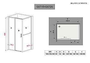 Душевой уголок Black&White Stellar Wind SX 7151400+720100S 150х100 стекло прозрачное/профиль хром купить в интернет-магазине Sanbest