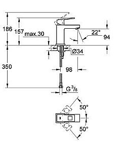 Смеситель для раковины Grohe Eurocube 23132 000 купить в интернет-магазине сантехники Sanbest