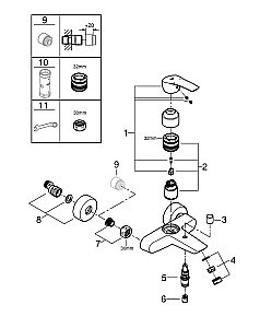 Смеситель для ванны Grohe Eurosmart 33300003 хром купить в интернет-магазине сантехники Sanbest