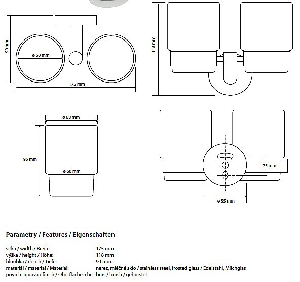 Двойной держатель со стаканами Bemeta Neo 104210025 хром купить в интернет-магазине сантехники Sanbest