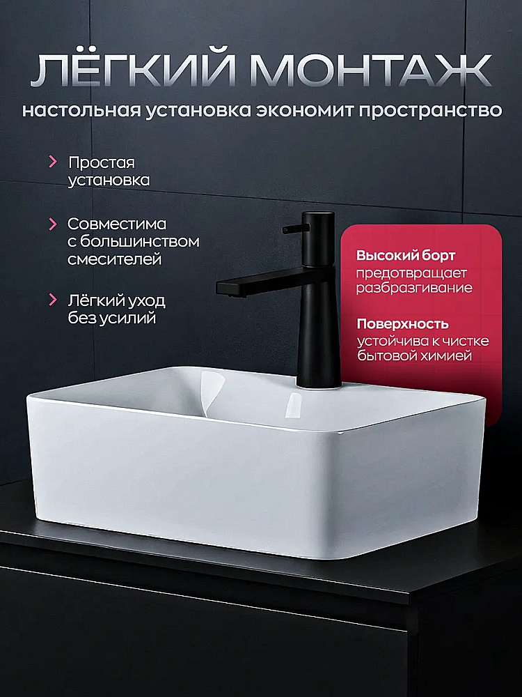 Раковина накладная GID Retto 40 b40x30w-o белый купить в интернет-магазине Sanbest