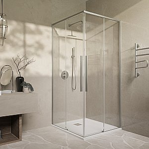 Душевой уголок Vincea Slim-N VSS-4SN8010CLBN 100x80 профиль брашированный никель/стекло прозрачное купить в интернет-магазине Sanbest