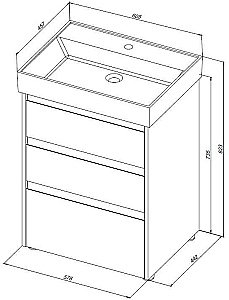 Тумба с раковиной Aquanet Nova Lite 302469 60 белый глянец для ванной в интернет-магазине Sanbest