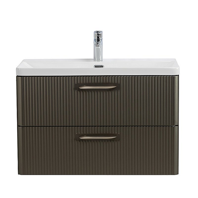 Тумба с раковиной Belbagno DUE 80 DUE-800-2C-SO-GM-P-FH+BB-8076-3-80 ручки в комплекте, оружейная сталь для ванной в интернет-магазине Sanbest