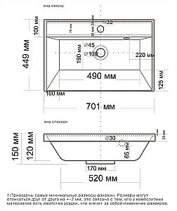 Тумба с раковиной напольная Grossman МЕРКАДО 70 с 2-я ящ, графит матовая для ванной в интернет-магазине Sanbest