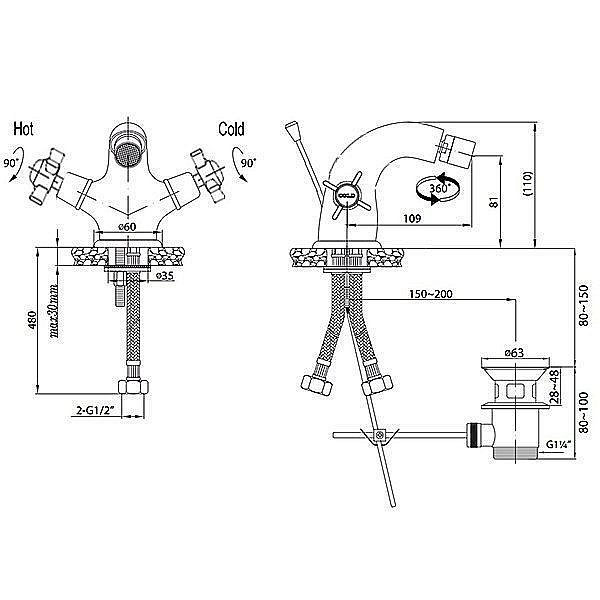 Смеситель для биде Cezares LORD-BS1-03/24 золото купить в интернет-магазине сантехники Sanbest