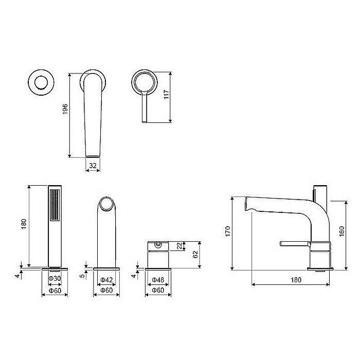 Смеситель для ванны EXCELLENT Pi AREX.1234WH белый матовый купить в интернет-магазине сантехники Sanbest