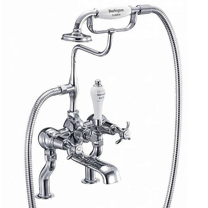 Смеситель для ванны Burlington AN15-QT хром/ручки белые купить в интернет-магазине сантехники Sanbest