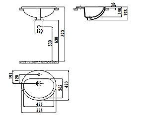 Раковина Creavit 52,5 TP225-0000 белая купить в интернет-магазине Sanbest