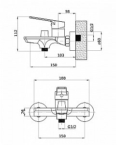 Смеситель для ванны Orange Flat M12-100cr купить в интернет-магазине сантехники Sanbest