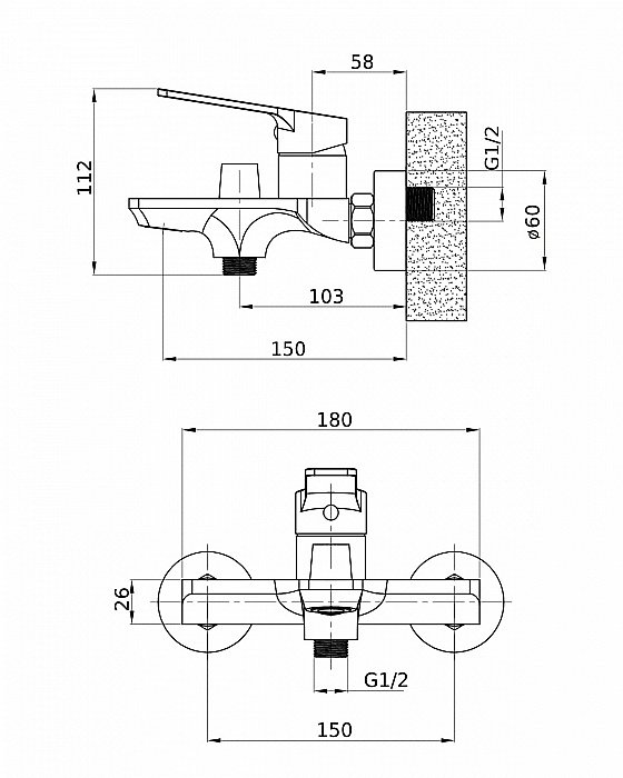 Смеситель для ванны Orange Flat M12-100cr купить в интернет-магазине сантехники Sanbest