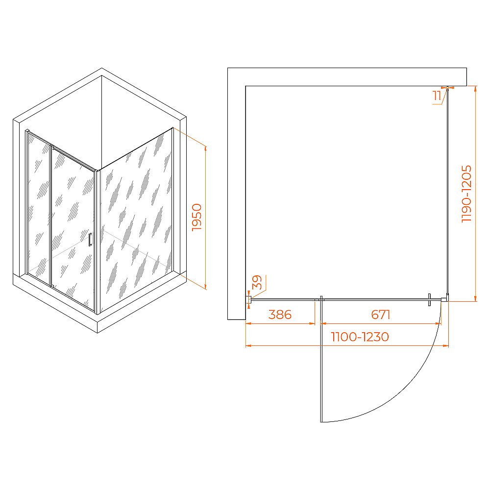 Душевой уголок RGW Passage PA-078B (PA-008B + Z-050-2B) 110х120 350807811-14 стекло прозрачное/профиль черный купить в интернет-магазине Sanbest