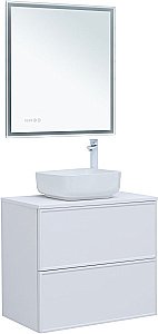 Тумба с раковиной Aquanet Арт 75 белая матовая для ванной в интернет-магазине Sanbest