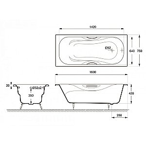 Ванна чугунная Delice Malibu Elite DLR230629R-AS 160х75 белая купить в интернет-магазине Sanbest