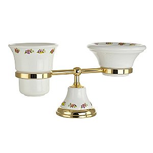 Держатель со стаканом и мыльницей Migliore Provance ML.PRO-60.510.DO керамика с декором/золото купить в интернет-магазине сантехники Sanbest