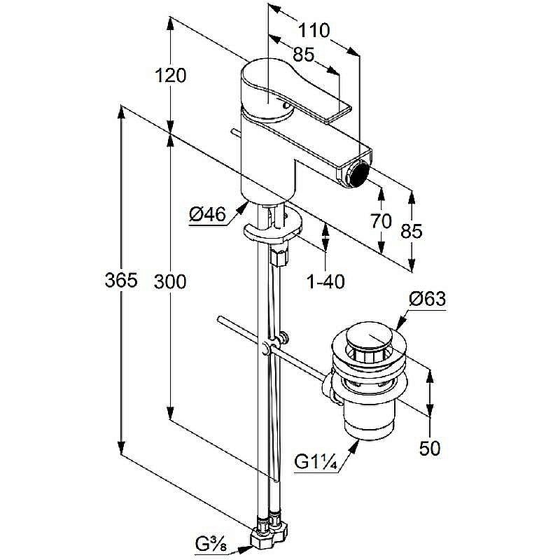 Смеситель для биде Kludi  ZENTA SL 485303965 черный матовый купить в интернет-магазине сантехники Sanbest