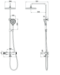 Душевая система Vincea Rim VSFS-2RM1GM вороненая сталь купить в интернет-магазине сантехники Sanbest