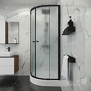 Душевой уголок с поддоном Niagara Eco NG-003-14MT 80х80 профиль черный матовый/стекло матовое купить в интернет-магазине Sanbest