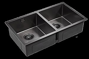 Мойка кухонная Paulmark TWIN PM237844-GM вороненая сталь купить в интернет-магазине сантехники Sanbest