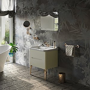 Тумба с раковиной Kerasan Waldorf 80 с 1 отверстием, ваниль матовая для ванной в интернет-магазине Sanbest
