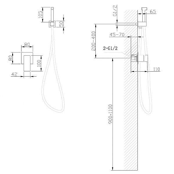 Гигиенический душ со смесителем ABBER Daheim AF8225B черный матовый купить в интернет-магазине сантехники Sanbest