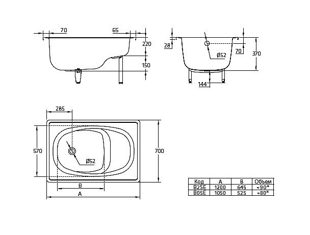 Стальная ванна BLB Europa 105x70 B05E купить в интернет-магазине Sanbest