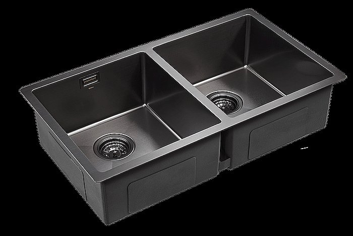 Мойка кухонная Paulmark TWIN PM237844-GM вороненая сталь купить в интернет-магазине сантехники Sanbest