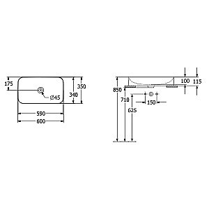 Раковина накладная Villeroy&Boch Finion 60 414361R1 альпийский белый купить в интернет-магазине Sanbest