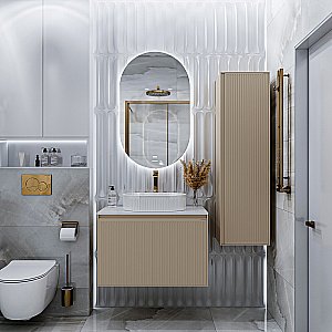 Пенал подвесной Grossman Кристалл 40 303544 бежевый матовый для ванной в интернет-магазине сантехники Sanbest