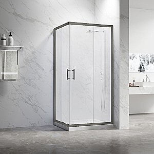 Душевой уголок Veconi Rovigo RV27GM-8080-01-C8 80x80 стекло прозрачное/профиль оружейная сталь купить в интернет-магазине Sanbest