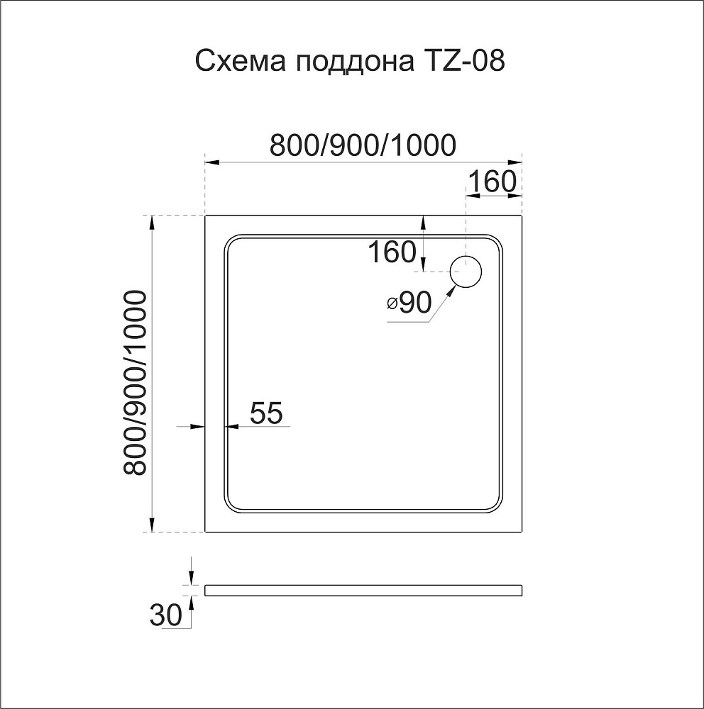 Душевой поддон Veconi Tezeo TZ08-90K-01-19C3 90x90 купить в интернет-магазине Sanbest