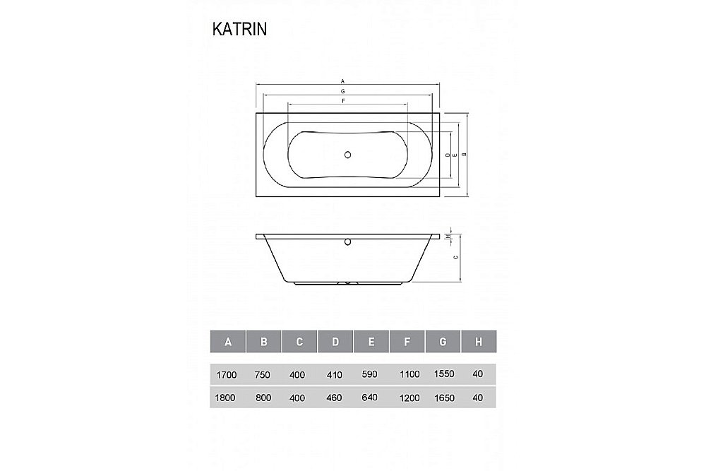Ванна акриловая Relisan Katrin Гл000026033 180х80 белая купить в интернет-магазине Sanbest