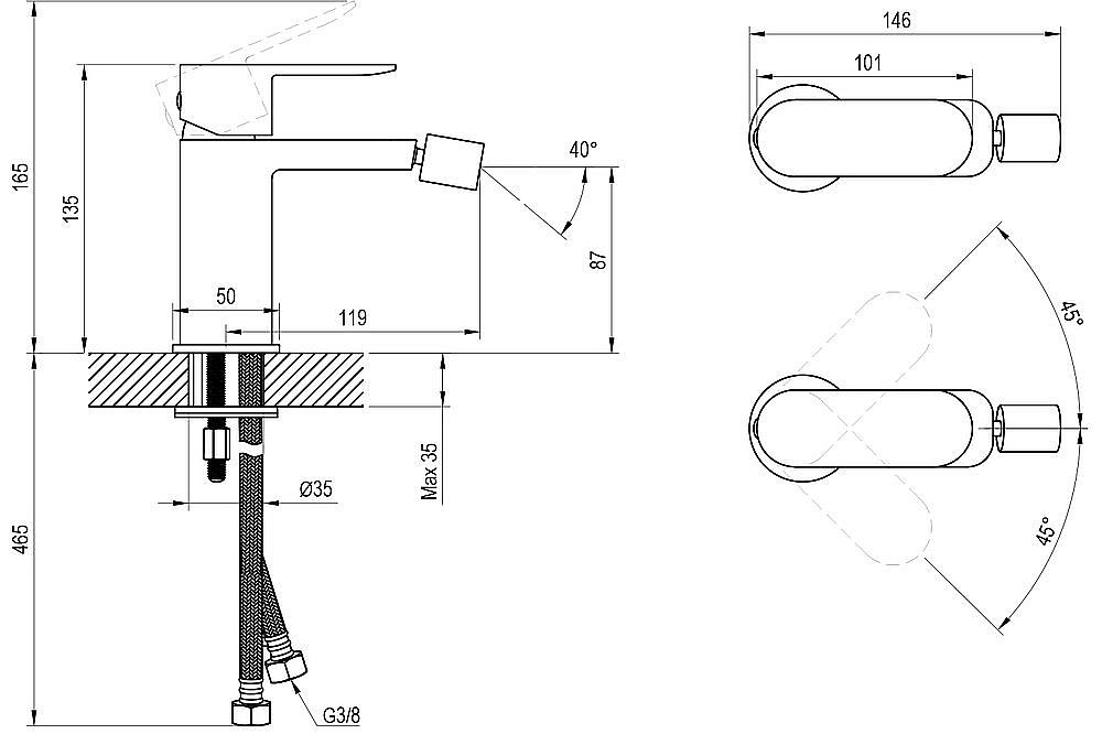 Смеситель для биде Ravak Chrome II X070453 хром купить в интернет-магазине сантехники Sanbest