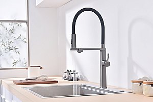 Смеситель для кухни Vincea VKF-119GM вороненая сталь купить в интернет-магазине сантехники Sanbest