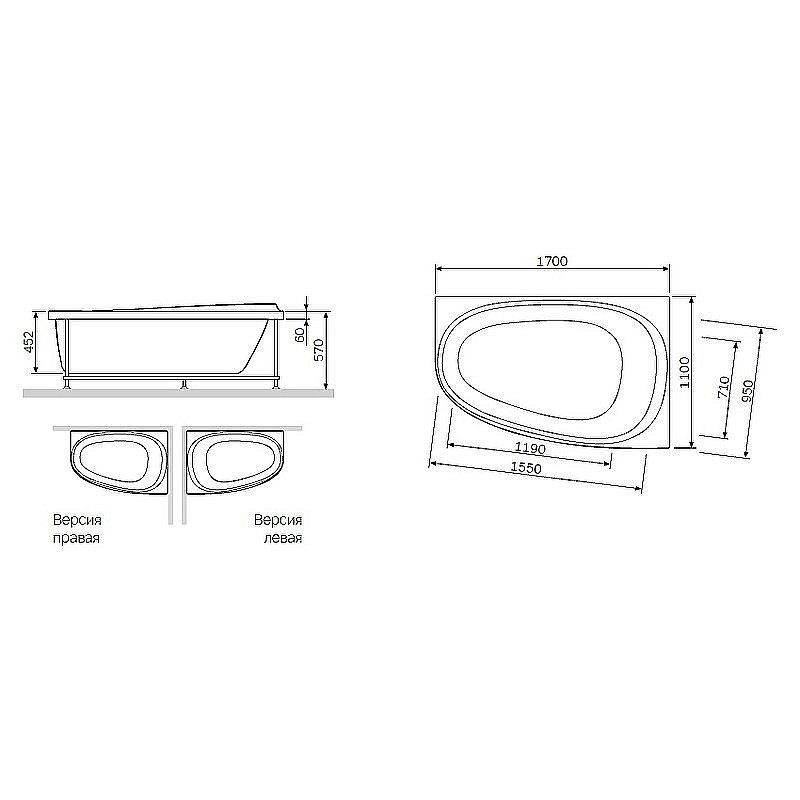 Ванна акриловая AM.PM Like 170х110 купить в интернет-магазине Sanbest