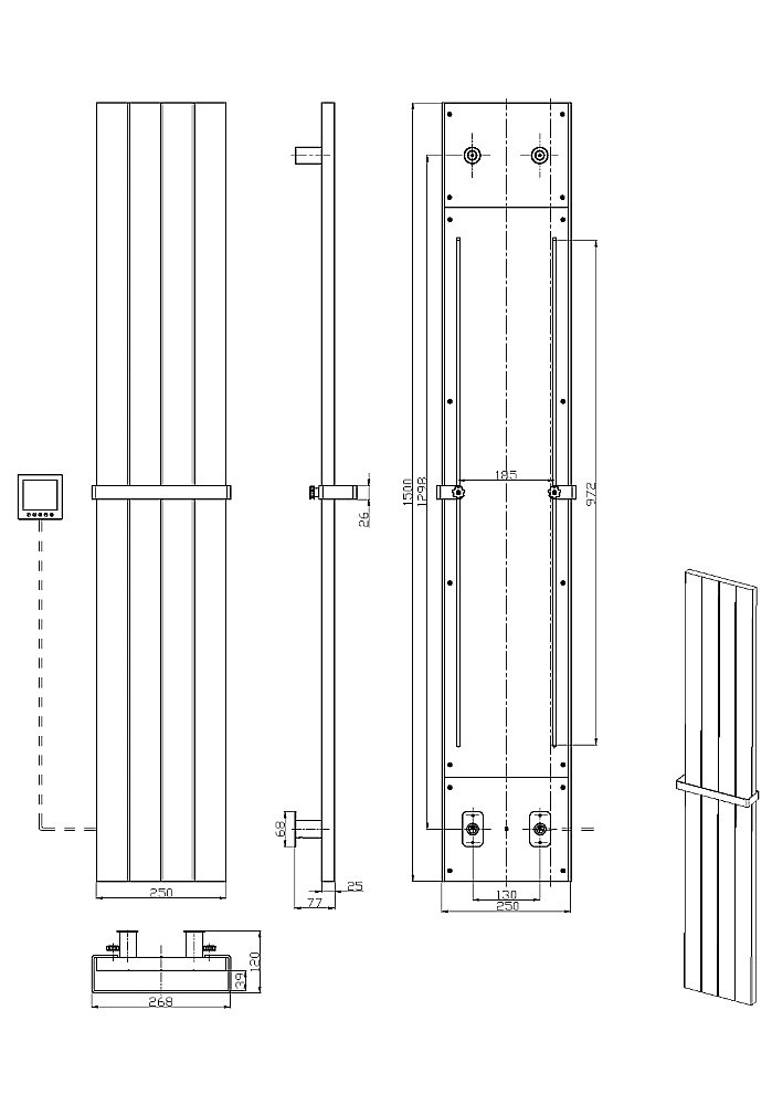 Полотенцесушитель электрический Boheme Flat 725-CR хром купить в интернет-магазине сантехники Sanbest