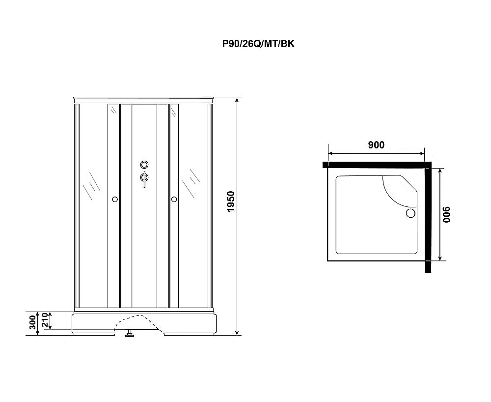 Душевая кабина Niagara Promo P90/26Q/MT/BK 90х90 купить в интернет-магазине Sanbest