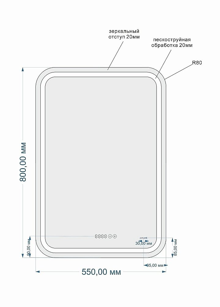 Зеркало CERSANIT LED KN-LU-LED050*55-p-Os в ванную от интернет-магазине сантехники Sanbest