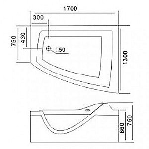 Ванна акриловая Gemy Glass Panel G9056 K 170х130 белая с гидромассажем купить в интернет-магазине Sanbest